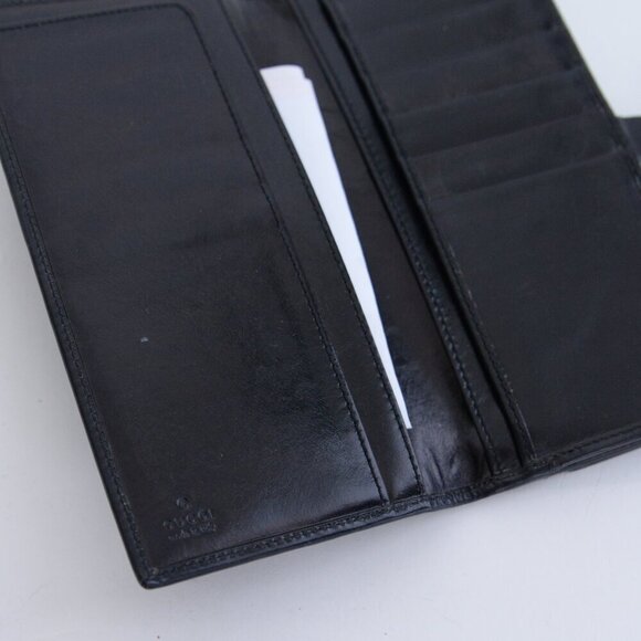 Vintage Gucci Black Leather Long Bifold Flap Silver-Tone Hardware Wallet - Picture 16 of 16